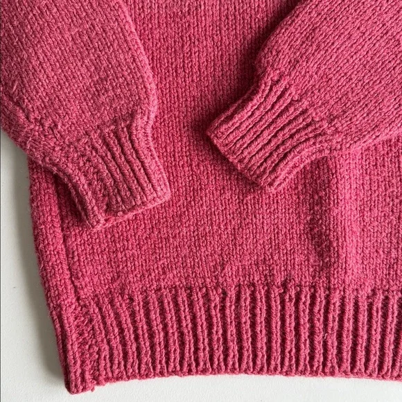 Hand-Knit Wool Sweater Raspberry Pink - Picture 8 of 14